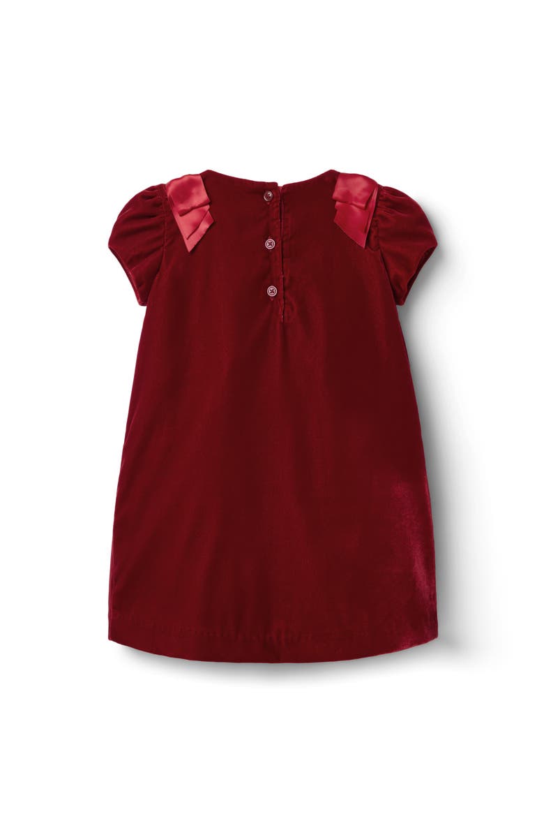 Janie and Jack The Velvet Shoulder Bow Dress, Alternate, color, Red