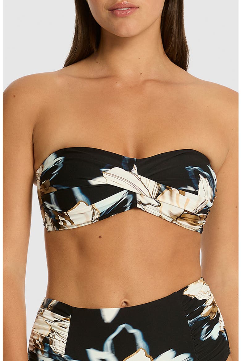 La Luna Twist Front Bandeau Bikini Top, Main, color, BLACK