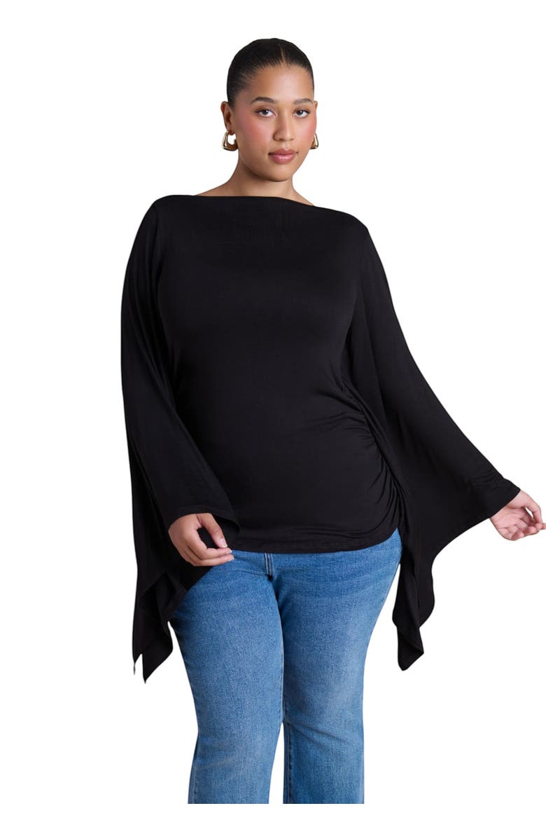 Dramatic Sleeve Shirred Top, Main, color, BLACK ONYX