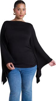 ELOQUII Dramatic Sleeve Shirred Top