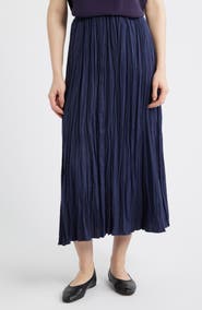Eileen Fisher Smocked Silk Midi Skirt