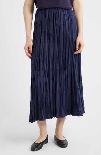 Smocked Silk Midi Skirt