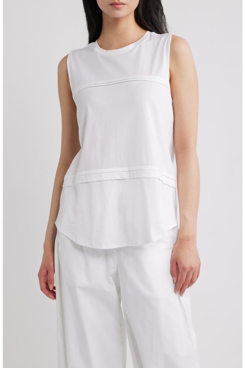 Step Pleat Organic Pima Cotton Tank, Main, color, WHITE