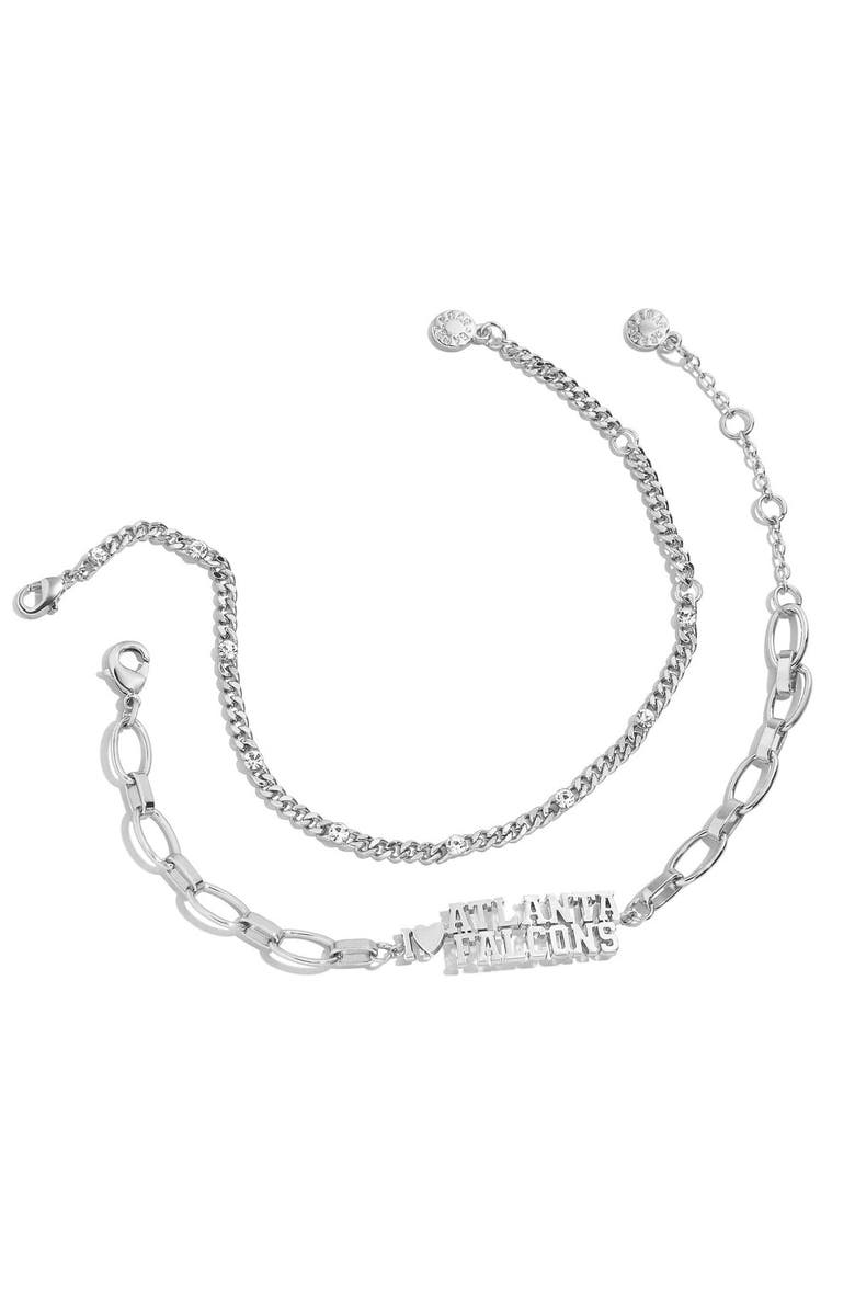 WEAR by Erin Andrews x Baublebar Silver Atlanta Falcons Linear Bracelet Set, Main, color, 