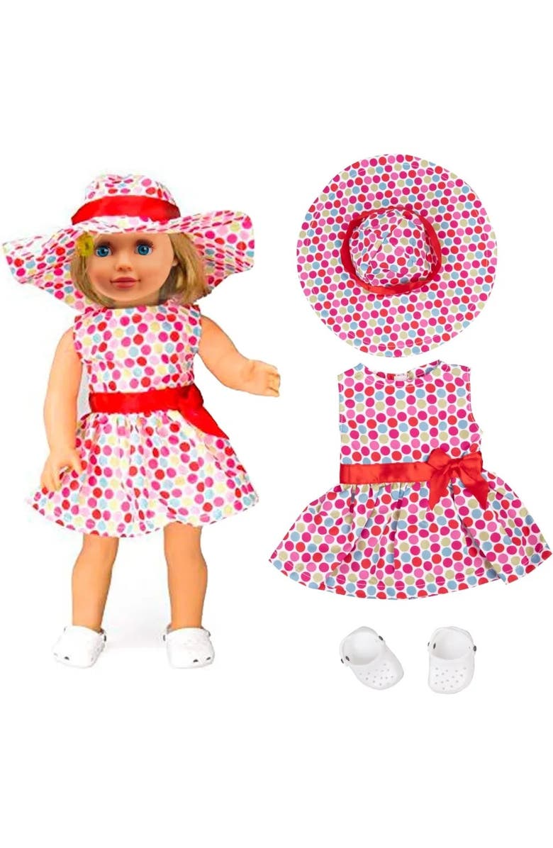 Dress Along Dolly Summer Sundress Doll Outfit, Main, color, Red