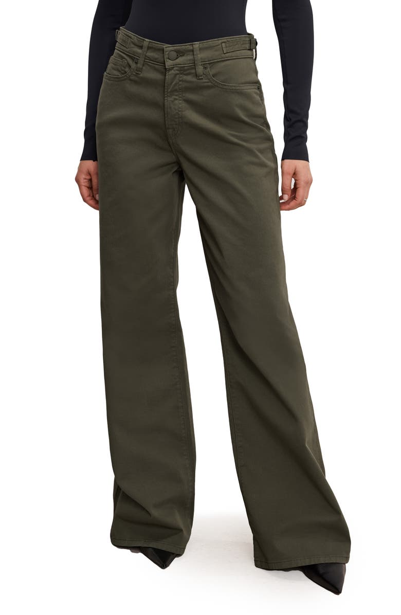 Good American Good Ease Wide Leg Twill Pants, Main, color, 