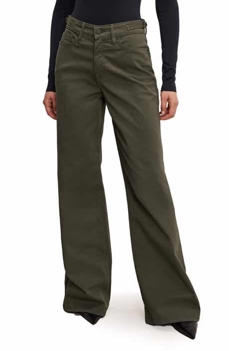 Good American Good Ease Wide Leg Twill Pants