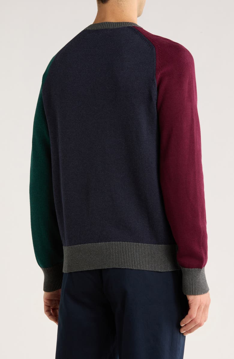 Brooks Brothers Colorblock Crewneck Sweatshirt, Alternate, color, Navy Green Burgundy Grey Fun