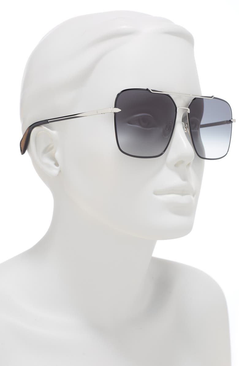 rag & bone 61mm Gradient Metal Aviator Sunglasses, Alternate, color, 