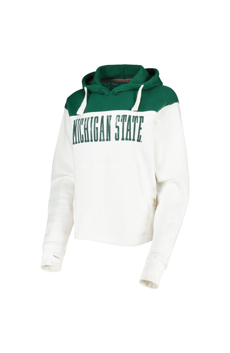 PRESSBOX Women's Pressbox White/Green Michigan State Spartans Chicago 2-Hit Yoke Pullover Hoodie, Alternate, color, White
