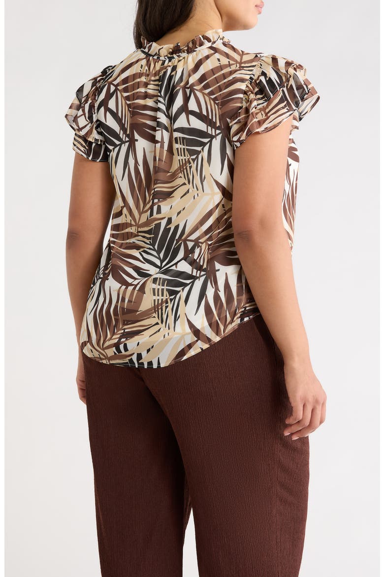 Ruffle Tie Neck Top, Alternate, color, WHITE DOVE MULTI