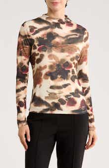 DKNY Long Sleeve Fitted Funnel Neck Top