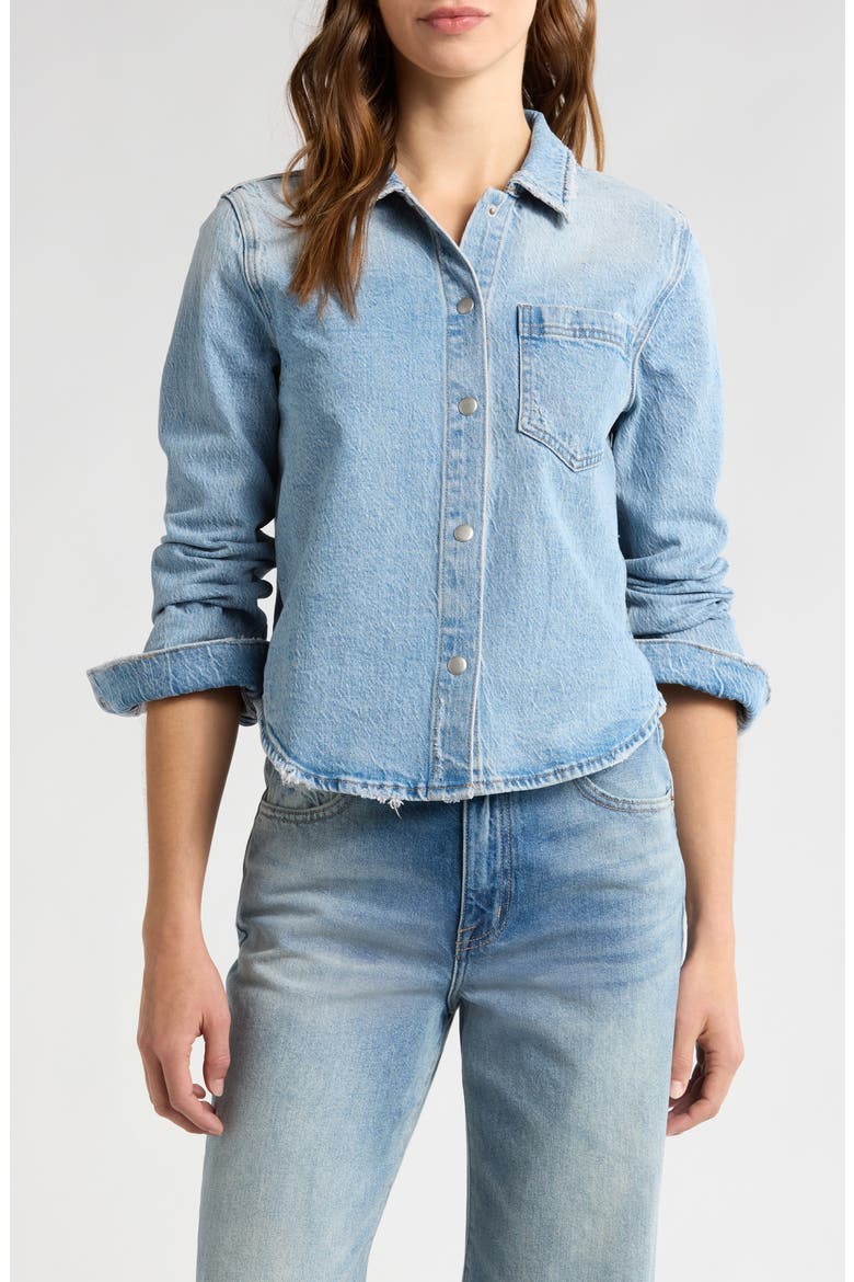 Jules Fitted Denim Snap-Up Shirt, Main, color, SCHOLAR VINTAGE
