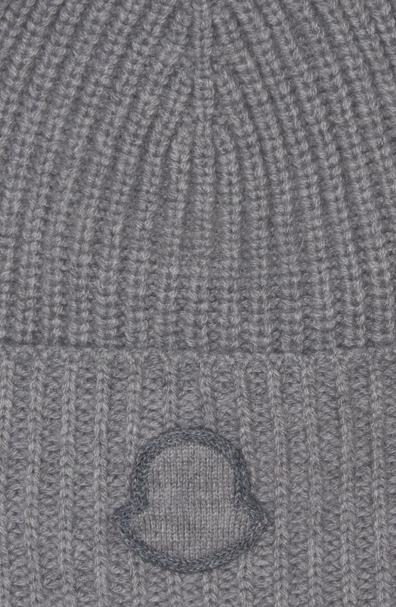Moncler Edit Logo Embroidered Cashmere Beanie, Alternate, color, Gray