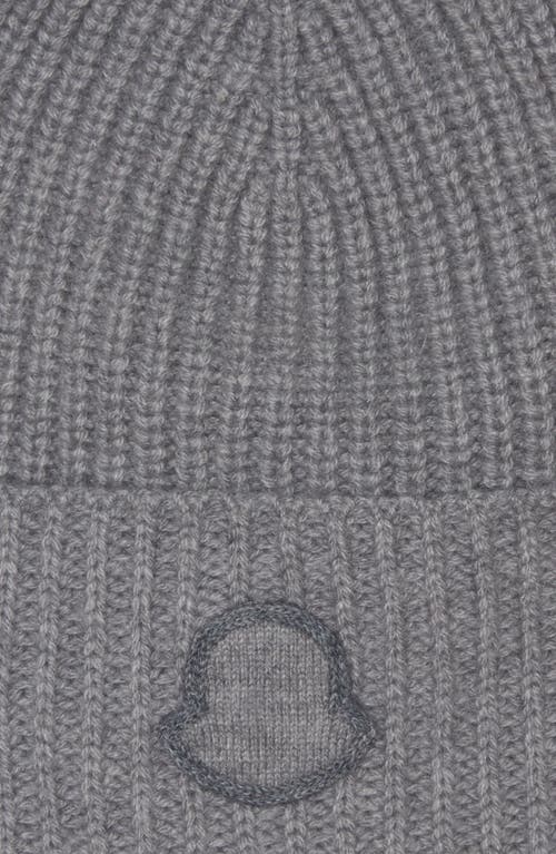 Moncler Edit Logo Embroidered Cashmere Beanie In Gray