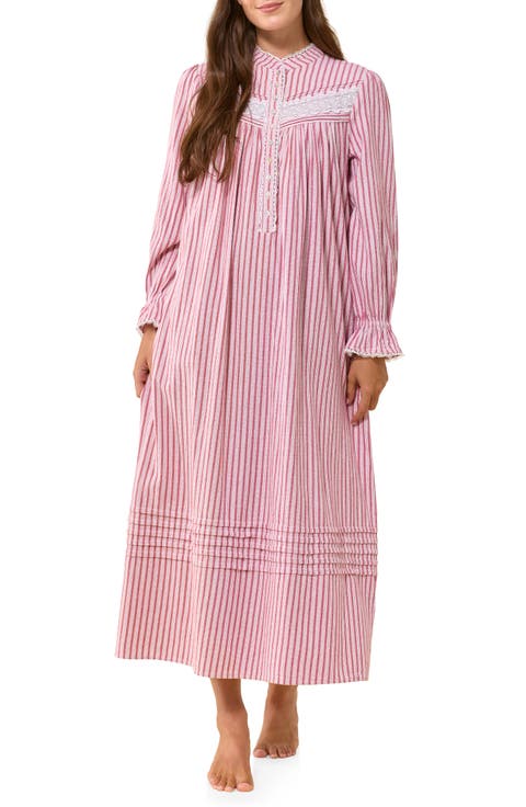 Lace Trim Cotton Flannel Ballet Nightgown