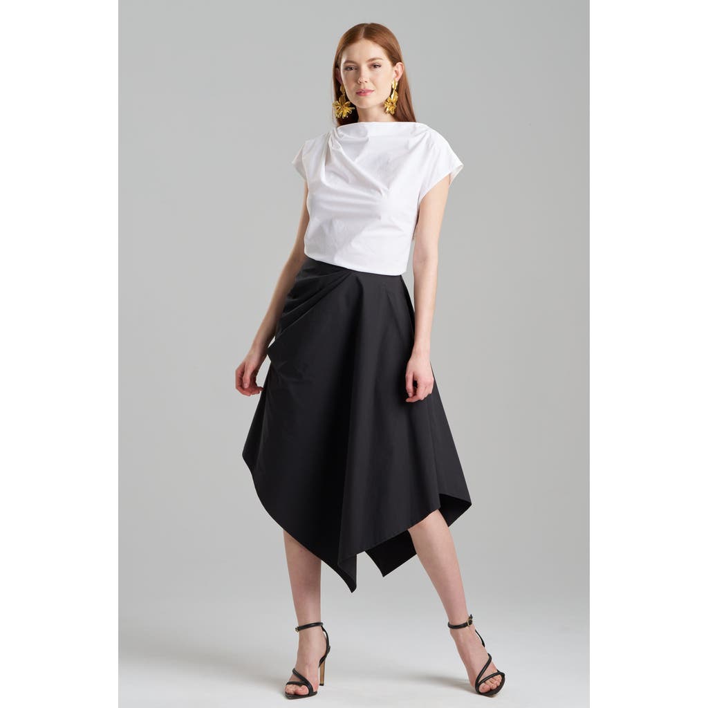 Natori Tech Cotton Taffeta Asymmetrical Skirt In Black