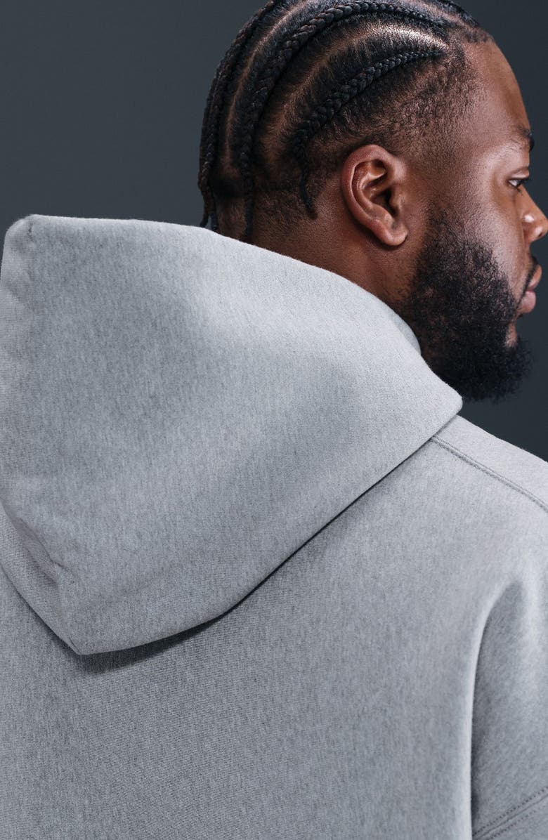 Nike Life Fleece Full Zip Hoodie, Alternate, color, 063 Dk Grey Heather/Lt Smoke Grey/White
