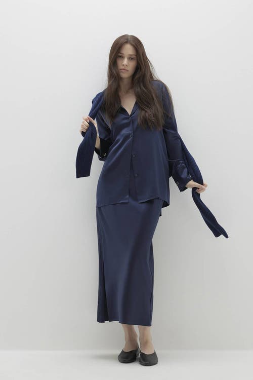 Naked Cashmere Suvi Silk Button-up Shirt In Blue