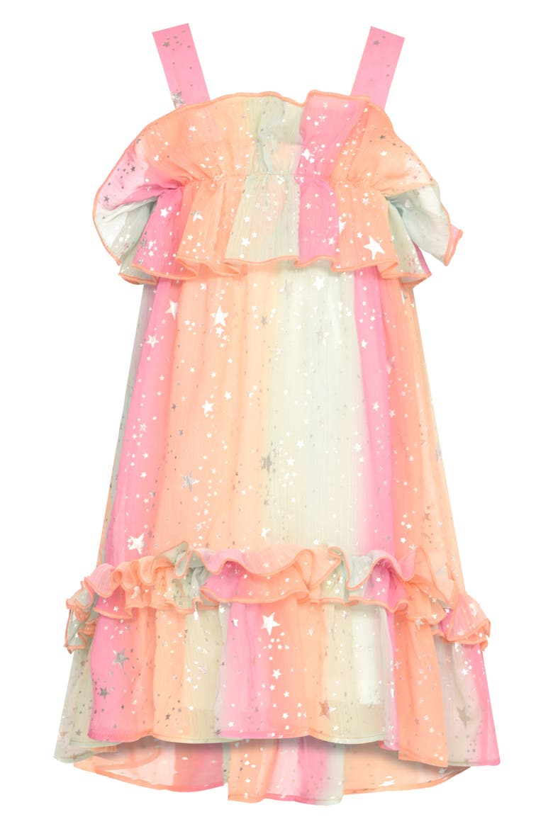 Kids' Ruffle Empire Waist Dress, Main, color, PINK MULTI