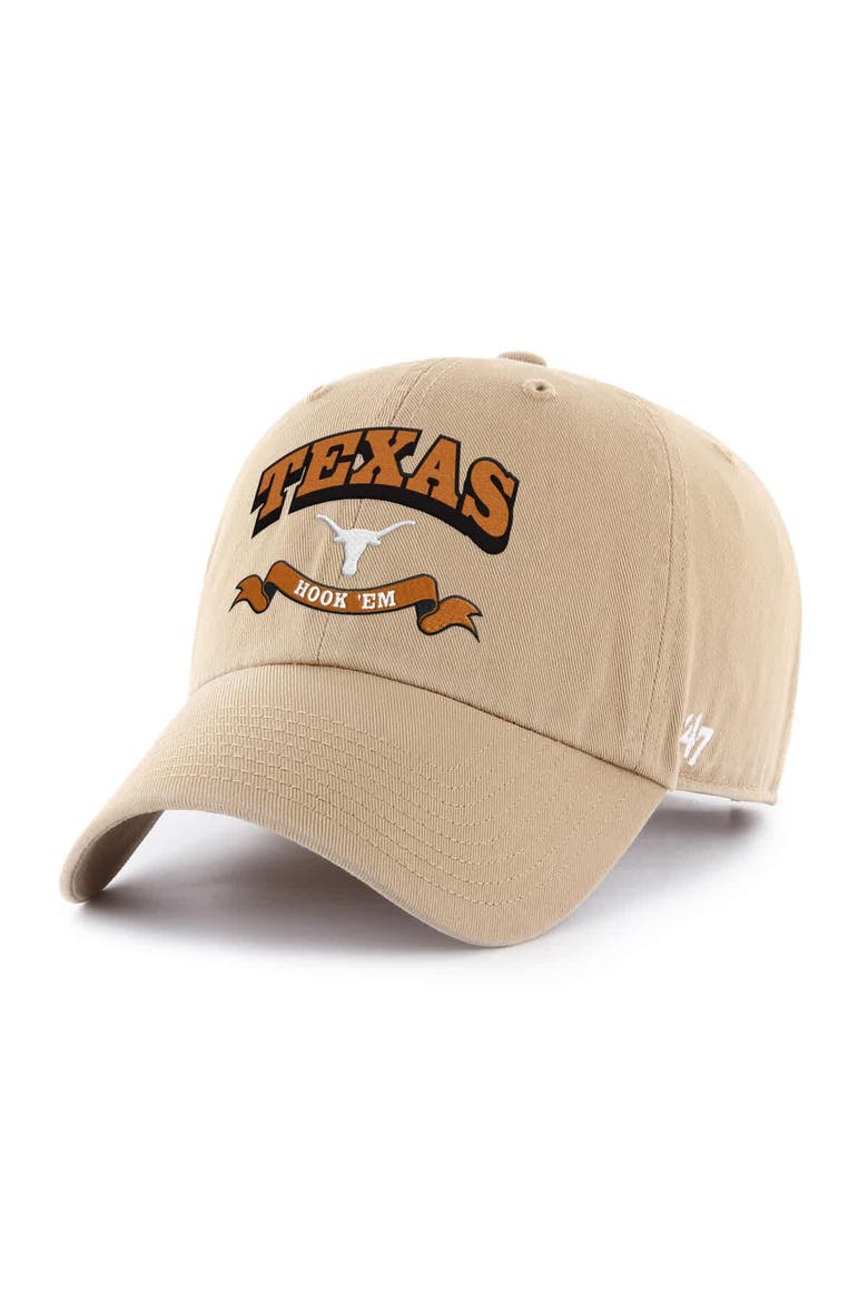 Men's '47  Khaki Texas Longhorns Region Clean Up Adjustable Hat, Main, color, Khaki