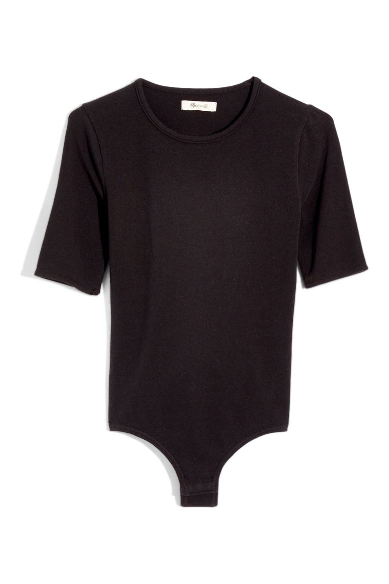 Crewneck Short Sleeve Bodysuit, Main, color, TRUE BLACK