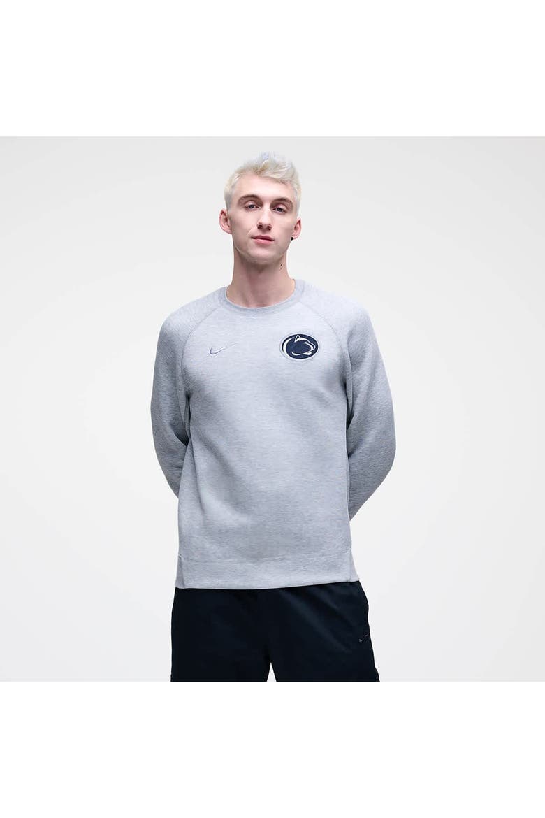 Men's Nike Heather Gray Penn State Nittany Lions Tech Fleece Raglan Sweatshirt, Main, color, Heather Gray