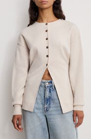 Good American Split Front Button Up Sweater