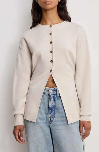 Split Front Button Up Sweater