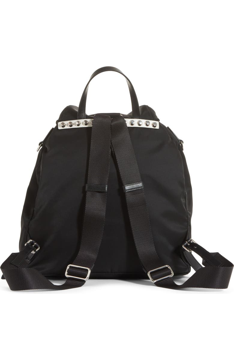 Prada Studded Nylon Backpack, Alternate, color,