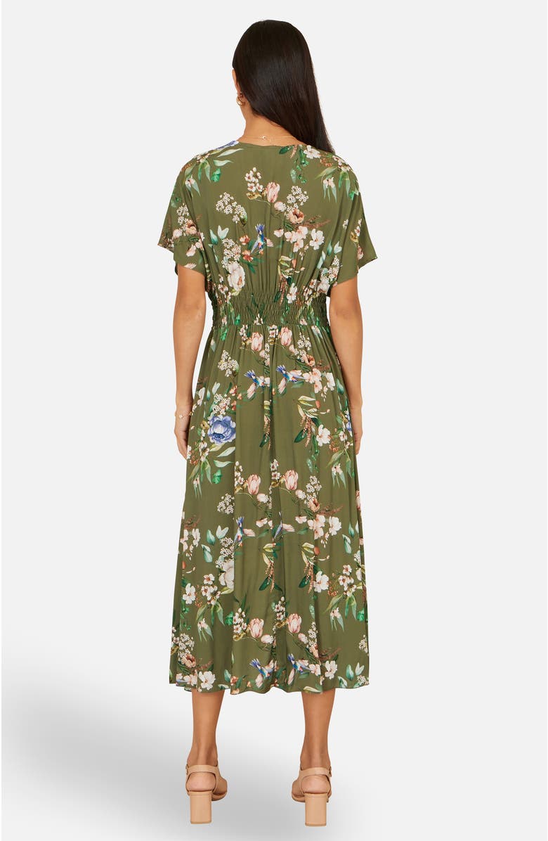 Yumi Floral Print Midi Dress, Alternate, color, Sage Green