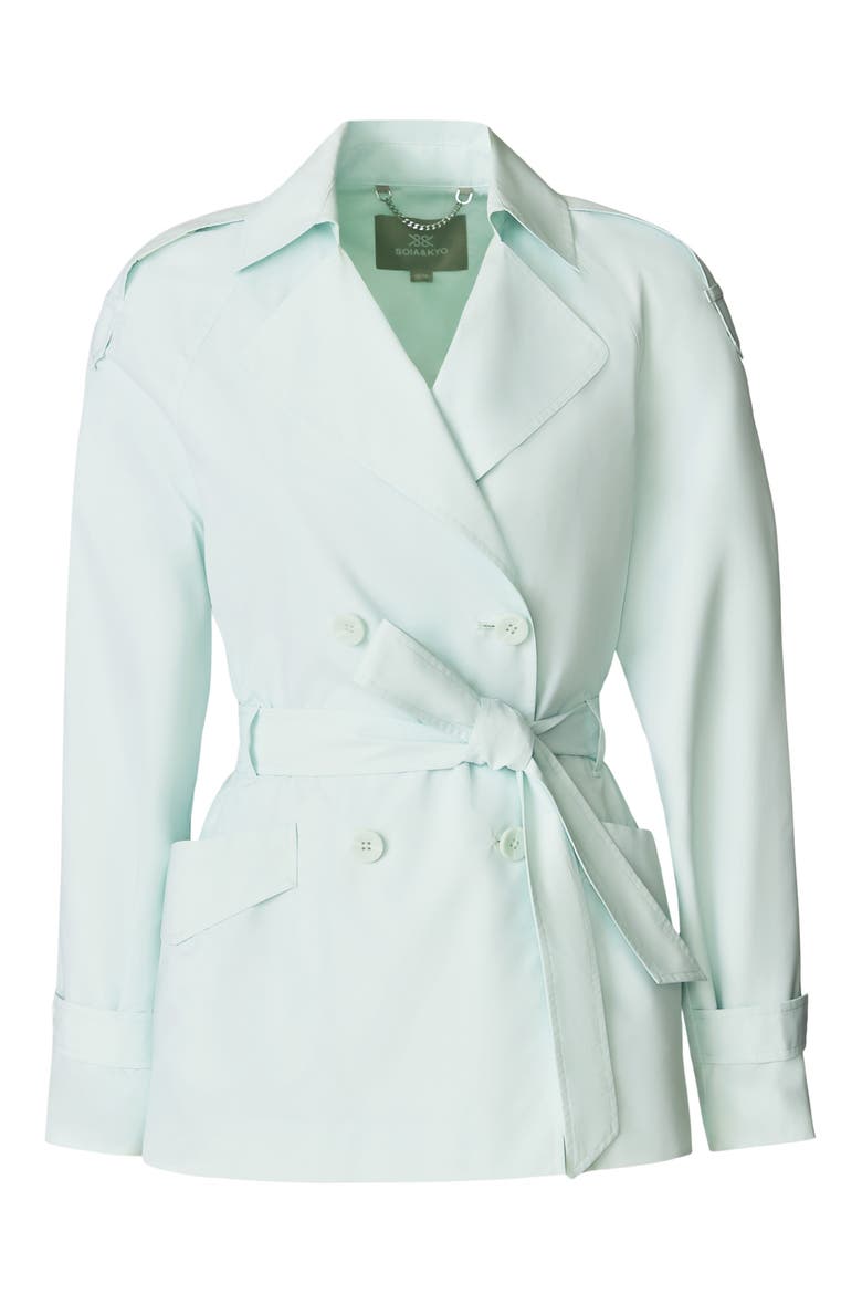 Medina Double Breasted Water Repellent Jacket, Alternate, color, AQUATIC MINT