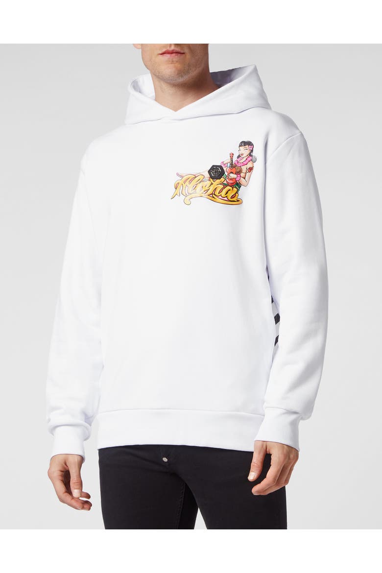 Hoodie Sweatshirt Hawaii Men, Main, color, white