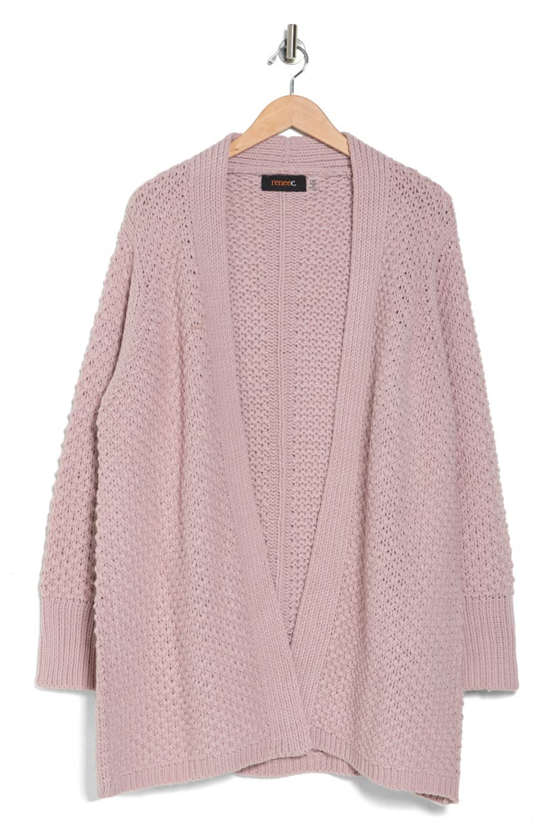Open Front Sweater Cardigan, Alternate, color, PINK
