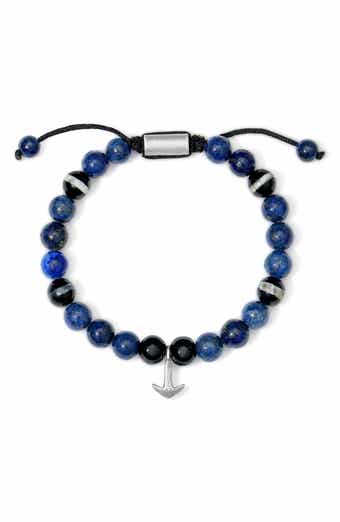 Men's Lapis Lazuli Anchor Beaded Bracelet