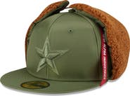 New Era x Alpha Industries Men's New Era x Alpha Industries Olive Dallas Cowboys Dog Ears 59FIFTY Fitted Hat