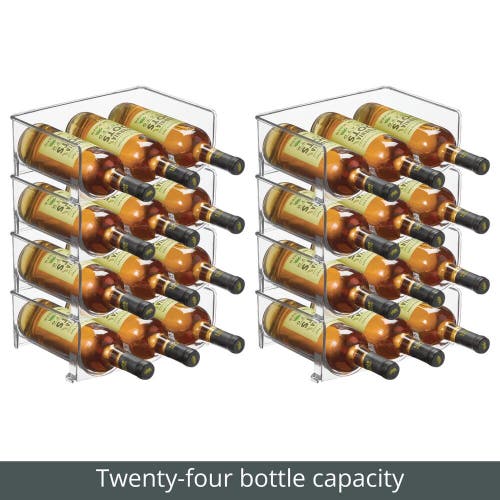 Mdesign Plastic Free-standing Stacking 3 Bottle Wine Storage Rack, 8 ...