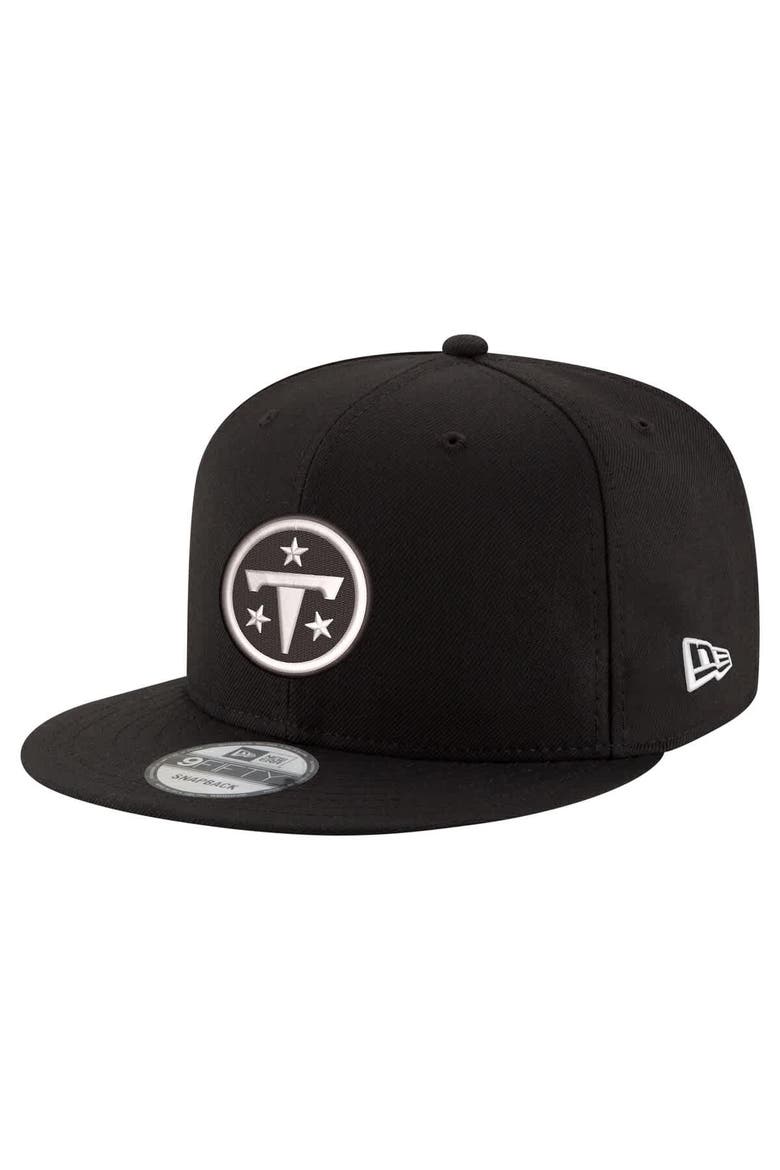 Men's New Era  Black Tennessee Titans Black & White 9FIFTY Snapback Hat, Main, color, Black