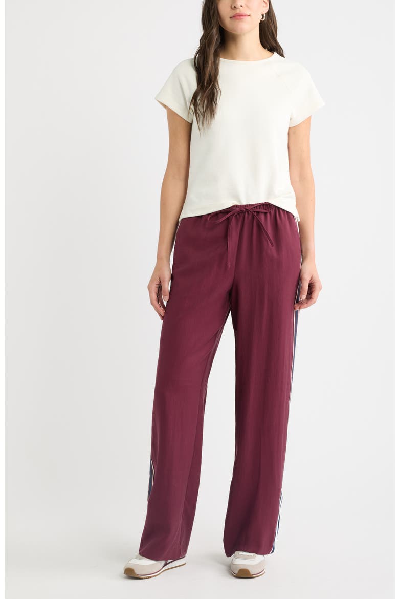 Pull-On Straight Leg Twill Pants, Alternate, color, BURGUNDY LONDON