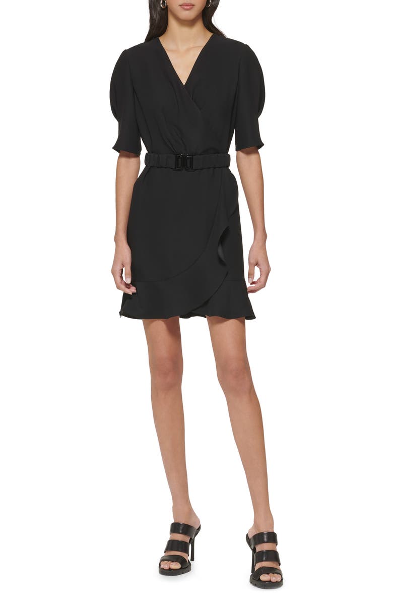 DKNY Belted Faux Wrap Dress, Main, color, 