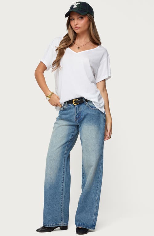 Edikted Sonora Oversize V-neck T-shirt In White