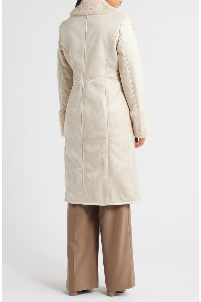 Faux Fur Trim Longline Coat, Alternate, color, BEIGE