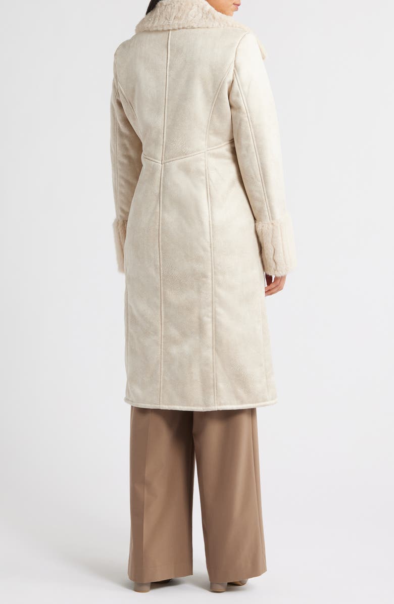 Via Spiga Faux Fur Trim Longline Coat, Alternate, color, 
