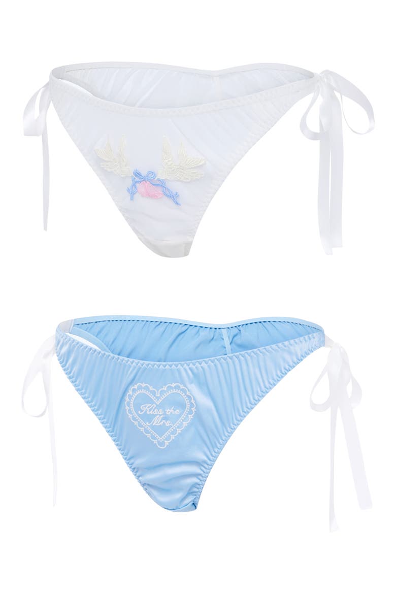 Flirty Wordy 2-Pack Bridal Bikinis, Alternate, color, BLUE/ WHITE