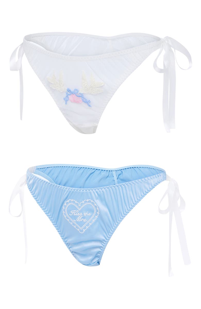 SAVAGE X FENTY Flirty Wordy 2-Pack Bridal Bikinis, Alternate, color, Blue/ White