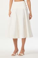ASTR the Label Drop Waist Stretch Cotton Midi Skirt