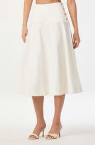 ASTR the Label Drop Waist Stretch Cotton Midi Skirt