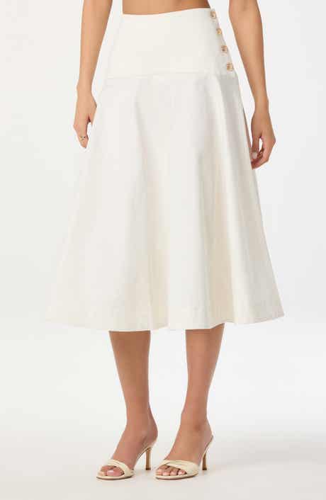 ASTR the Label Drop Waist Stretch Cotton Midi Skirt