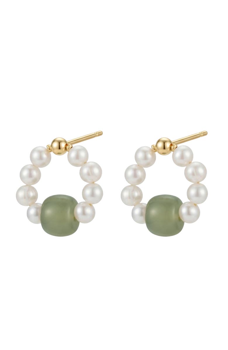 seree Isa Beaded pearl jade hoop earrings, Alternate, color, Light Green