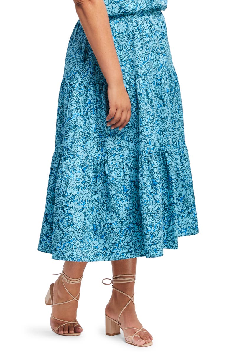 Estelle Sorrento Paisley Tiered Cotton Skirt, Alternate, color, Print